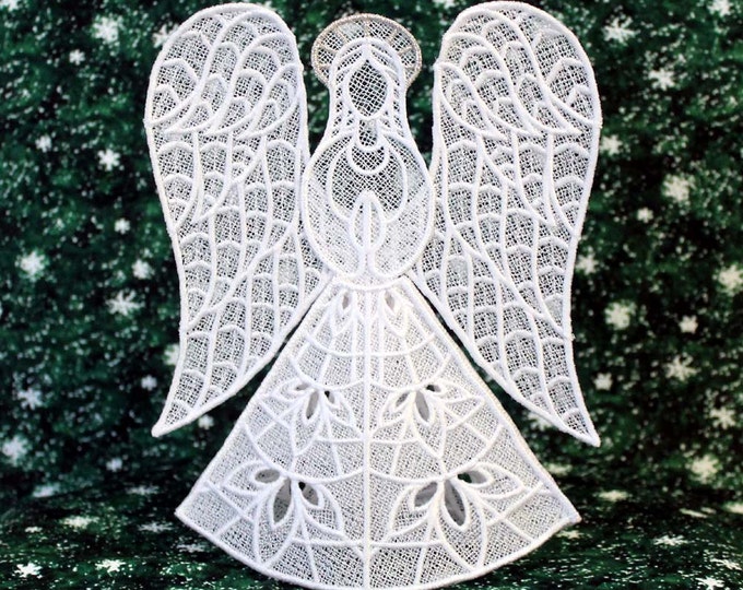 Noel Lace Angel Christmas Tree Topper With SILVER Halo