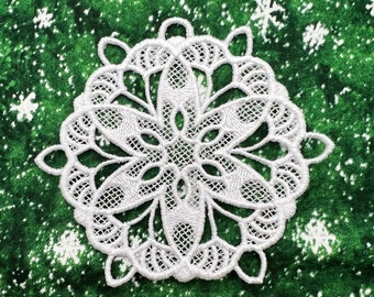 Poinsettia Lace Snowflake Ornament