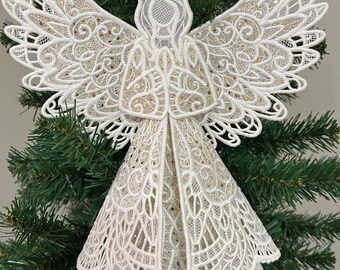Sparkling Gold Lace Angel Tree Topper