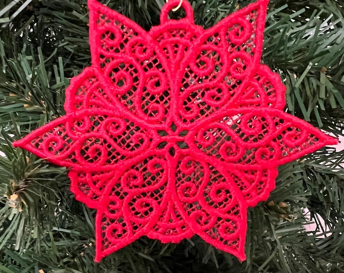 Red Poinsettia Lace Ornament