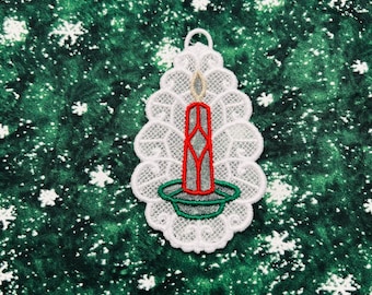 Christmas Candle Lace Ornament