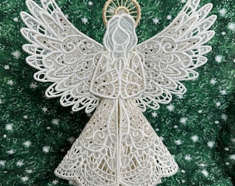 Sparkling Gold Lace Angel Christmas Tree Topper
