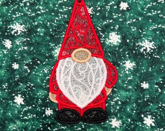 Lace Santa Gnome Ornament