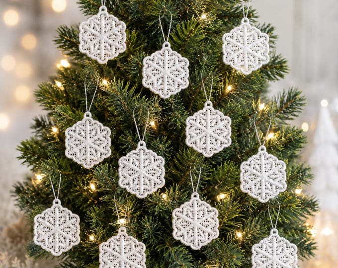 One Dozen Mini Lace Snowflake Ornaments
