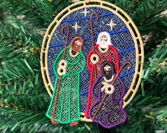 Shepherds in the Field Nativity Lace Ornament