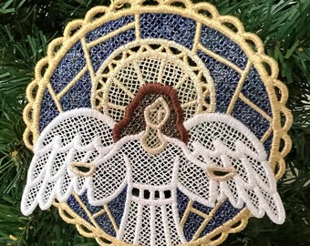 Guardian Angel Nativity Lace Ornament