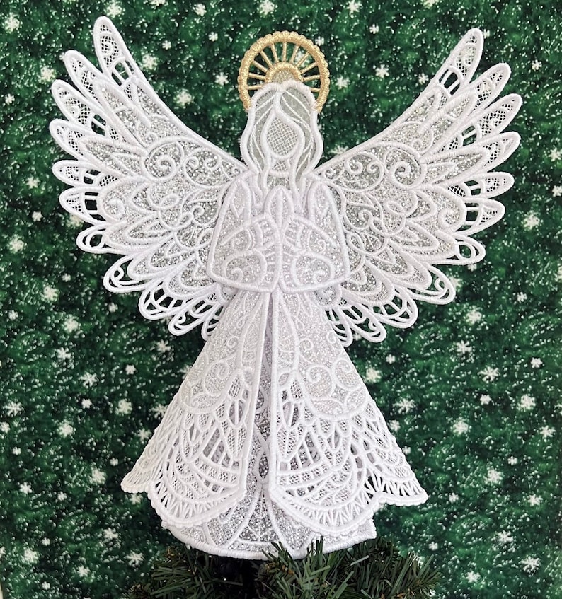 Sparkling Lace Angel Tree Topper afbeelding 1