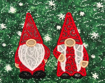 Santa and Mrs. Claus Gnome Ornaments