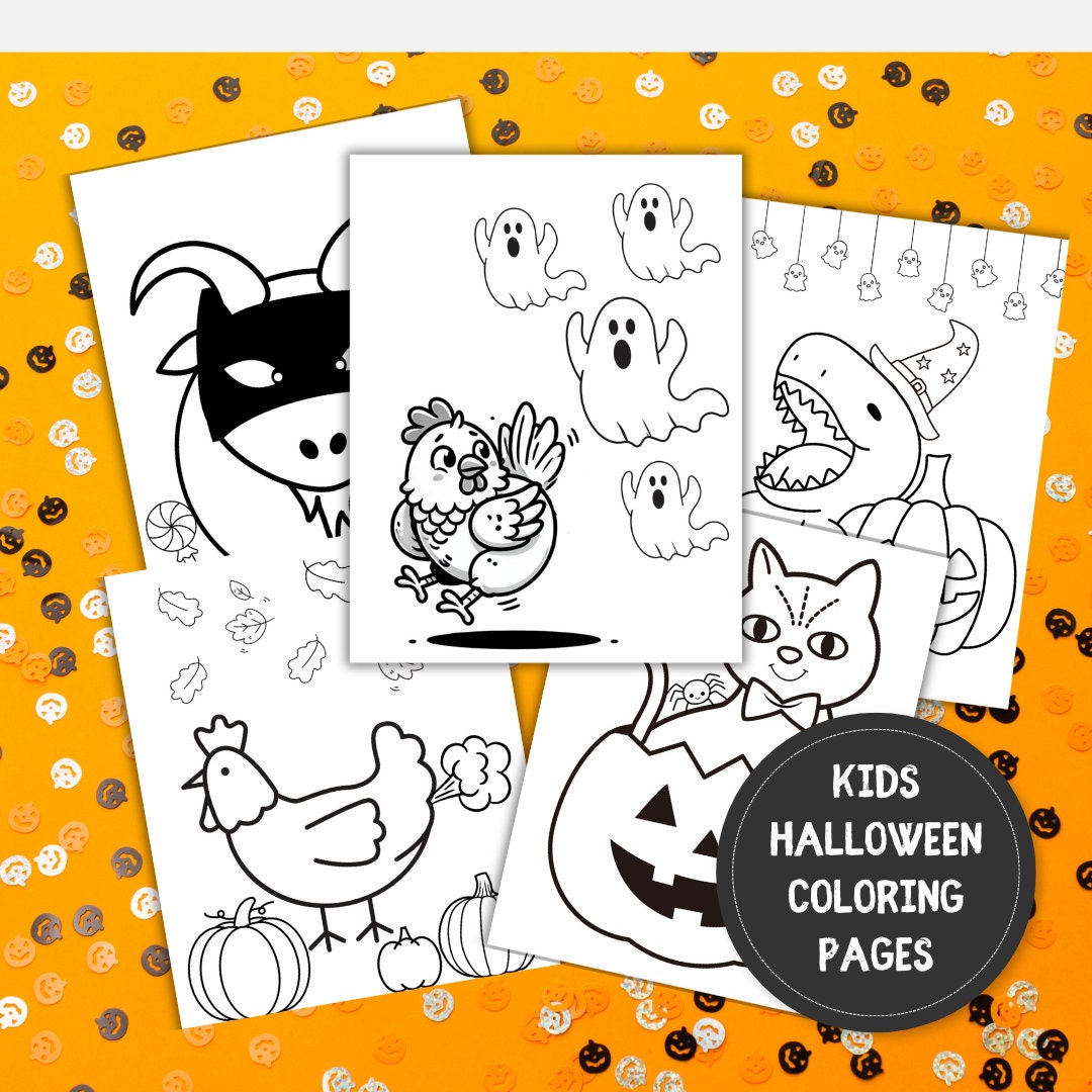 Kids Halloween Coloring Pages Printable - Etsy