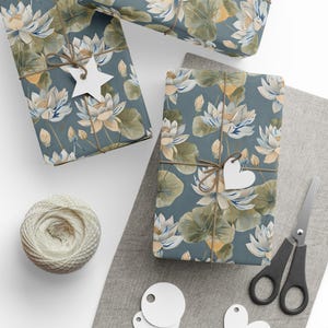 Lotus Floral Wrapping Paper, Eco-Friendly Gift Wrap, Birthday/Christmas/DIY Craft Supplies, Unique Gift Packaging