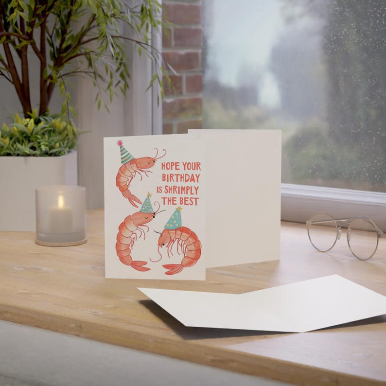 Shrimp-themed Birthday Greeting Cards, Fun Card Set, Cute Birthday ...