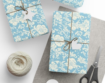 Viktorianisches Geschenkpapier in Blau
