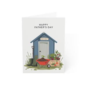Conjunto de cartões comemorativos para o Dia dos Pais - Design de galpão ao ar livre, cartões para amantes de plantas, presentes de jardinagem, conjunto de cartões exclusivos para o pai