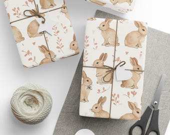 Easter Rabbit Wrapping Paper, Eco-Friendly Gift Wrap, Easter Bunny Decorating, Baby Shower, Birthdays, Floral Design