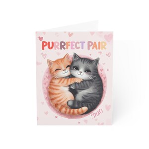 Carte de paire parfaite. Jolie carte de Saint-Valentin pour amoureux des chats, carte d'anniversaire ou voeux romantique pour couple