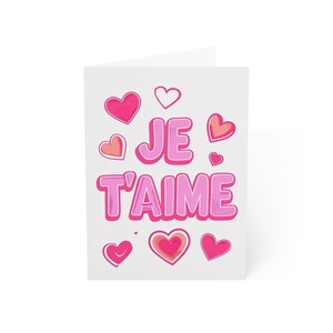 JE T'AIME - I Love You Grußkarte - Perfekt für Valentinstag, Liebesnotizen, Feiern, Jahrestage, Geburtstage