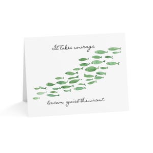 Inspirerende wenskaartenset, aanmoedigingskaarten, visontwerp, citaten over moed, motiverende notitiekaarten, milieuvriendelijk briefpapier