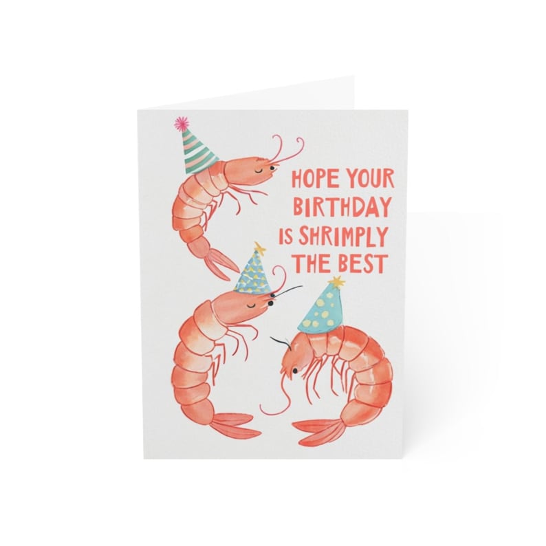 Shrimp-themed Birthday Greeting Cards, Fun Card Set, Cute Birthday ...
