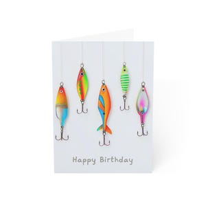 Angelhaken Geburtstagskarte. Alles Gute zum Geburtstag, einzigartige Geschenke, aquatisches Thema