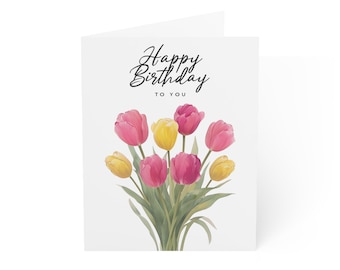 Tulip Birthday Card: Floral Celebration, Blank Inside