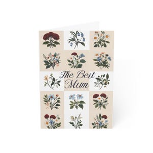 Carte de fête des mères fleur, carte motif plantes, voeux à damier, carte de maman, cadeau pour elle