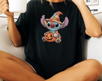 Comfort Colors® Stitch Halloween Shirt,Disney Lilo and Stitch Spooky Costume Graphic Tee,Trick or Treat T-shirt,Disney Halloween Party Gift