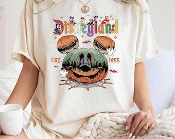 Comfort Colors® Disneyland Halloween Pumpkin Shirt, Mickey Pumpkinhead T-shirt, Mickey And Friends Trick Or Treat Tee, Family Matching Tee