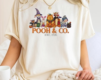 Comfort Colors® Retro Halloween Winnie The Pooh Shirt, Pooh&Co EST 1926 T-shirt, Pooh and Friends Halloween Tee, Disney Family Trip Gift