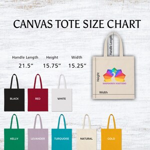 canvas tote bag size chart