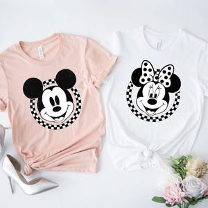 Vintage Mickey Minnie Shirt,Checkered Mickey Minnie T-shirt,Disneyland Shirt,Retro Disney Couple Shirt,Disneyworld Family Vacation Shirt