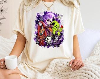 Comfort Colors® Nightmare Before Christmas T-Shirt, Oogie Boogie Shirt, Disney Halloween Spooky Season Tee, Disney Jack and Sally Outfit