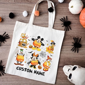 Personalized Mickey and Friends Candy Disney Halloween Tote Bag,Mickey&#39;s Not So Scary Halloween Party Bags,Spooky Season Bag,Disneyland Gift