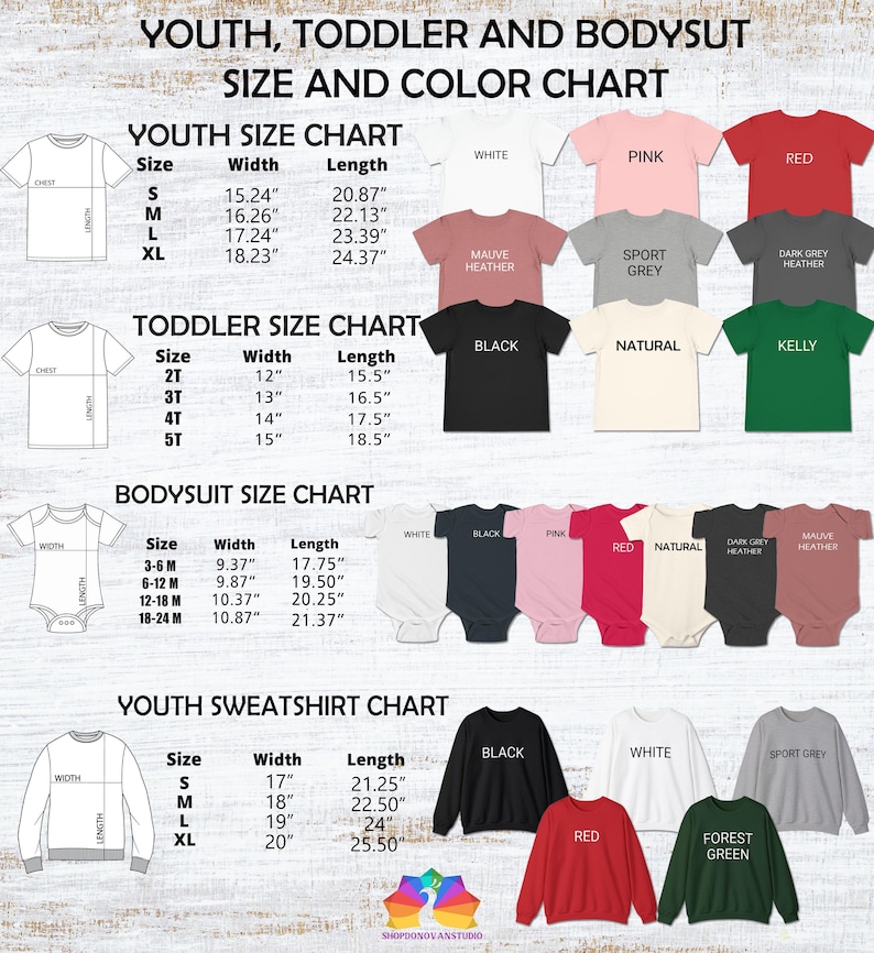 a poster showing the sizes of children's clothing