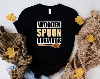 Wooden Spoon Survivor Shirt: Funny Italian Humor Tee