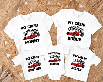 Fast One Birthday Shirt: Race Car Pit Crew Family Tee