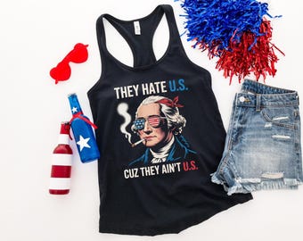 Patriotic USA Flag Graphic Shirt: 4th of July Tank Top