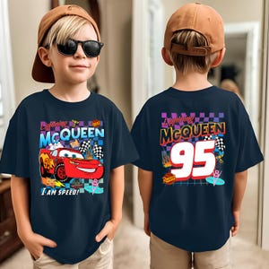 Lightning McQueen Toddler Youth Adult Shirt, McQueen Two-Sided Shirt, Disney Pixar Car Kids Shirt, Checkered McQueen Tee, Disney Cars Shirt