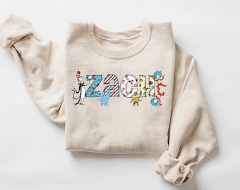 Custom Name "Cat In The Hat" Sweatshirt or Hoodie: Teacher Shirt