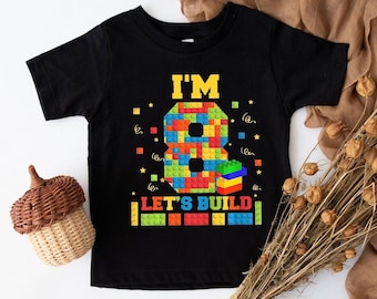Building Block Birthday Shirt: Custom Brick Theme, Kid's Gift