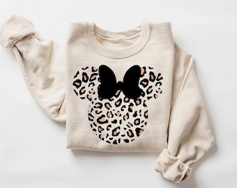 Leopard Print Minnie Mouse Sweatshirt, Disneyland Vacation Hoodie