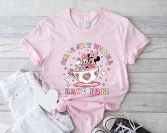 Girls Just Wanna Have Fun Minnie And Daisy Shirt,Disney Minnie Daisy Summer T-shirt,Disneyland T-shirt,Disneyworld Tee,Disney Besties Shirt
