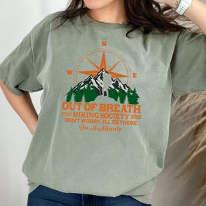 Comfort Colors Out of Breath Hiking Society, Funny Camper Shirt, Nature Lover Gift, Forest Hiker Shirt, Climbing & Camping Tee, Trail Lover