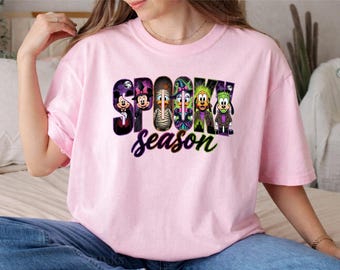 Comfort Colors® Spooky Season Disney Shirt,WDW Disney Halloween Trip T-Shirt,Mickey Friends Characters Group Tee,Retro Disney Halloween Gift