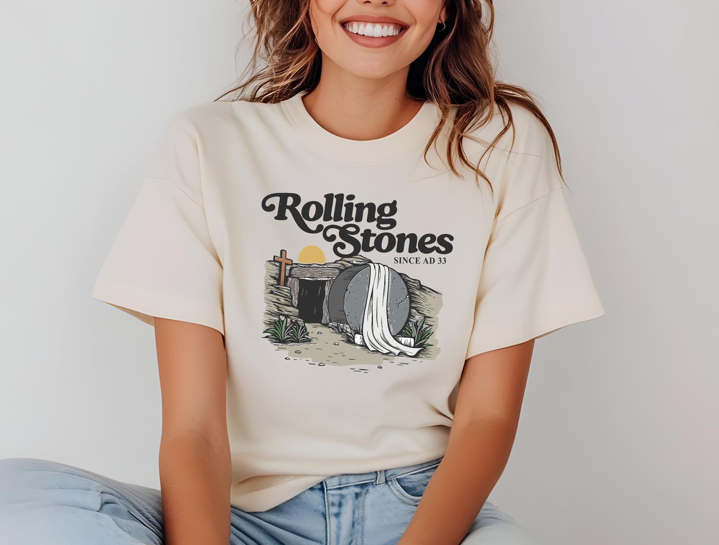 Rolling Stones T-Shirt,Trendy Easter Shirt Sweatshirt,Jesus Christ Shirt,Gift For Christian,Faith-Based Graphic Shirt,Gift For Her