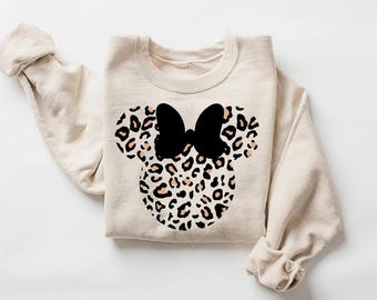 Leopard Print Minnie Mouse Sweatshirt, Disneyland Vacation Hoodie
