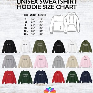 the unisex sweat shirt hoodie size chart