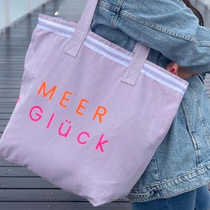 Salt & Sand Canvas Tasche bedruckt mit Reißverschluss l lavendel neon l Tote Bag aesthetic l Tasche Stoff l Strandtasche l Tasche Baumwolle