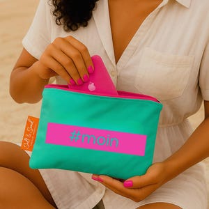 Borsa cosmetica MOIN in tela di cotone | Ökotex 100 | Borsa per accessori | Borsa per spiaggia, viaggio e vita quotidiana l Neon l Sale e Sabbia