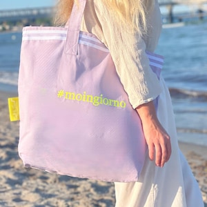 Salt & Sand Canvas Tasche bedruckt mit Reißverschluss l lavendel neon l Tote Bag aesthetic l Tasche Stoff l Strandtasche l Tasche Baumwolle