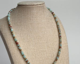 Natural Stone Freshwater Pearl Beaded Necklace